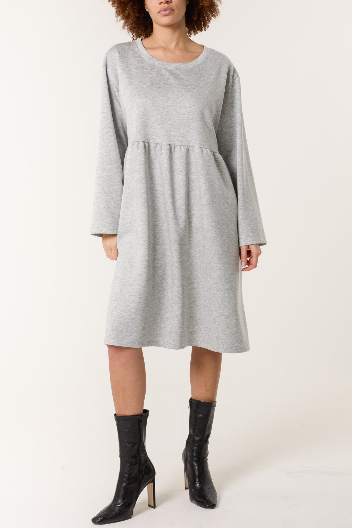 Long Sleeve Sweat Smock Dress