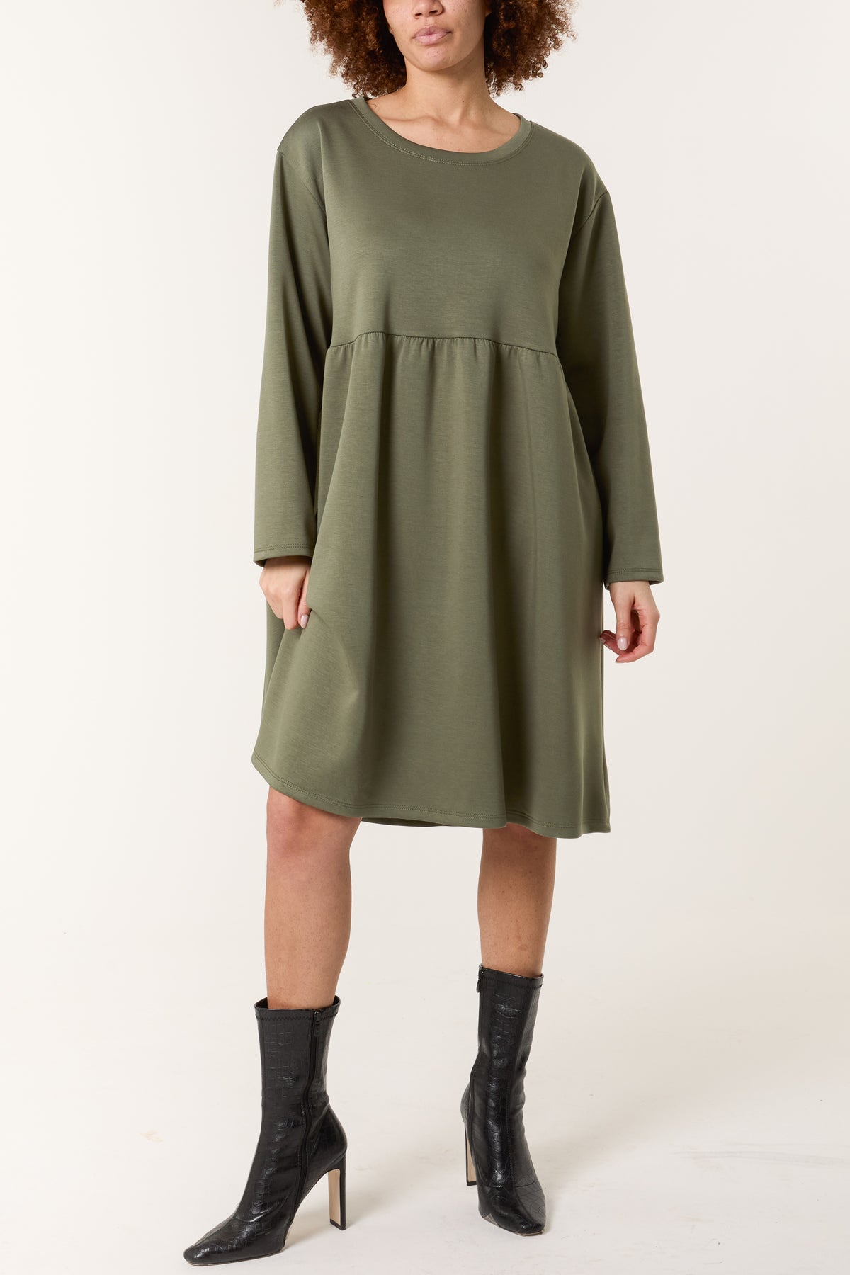 Long Sleeve Sweat Smock Dress