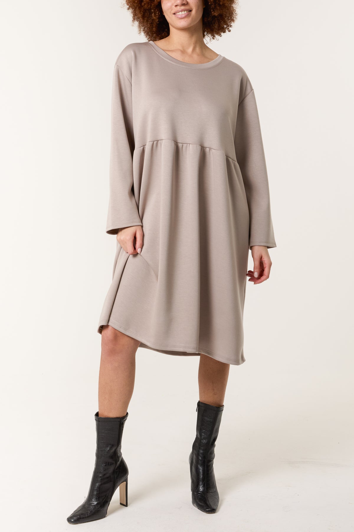 Long Sleeve Sweat Smock Dress