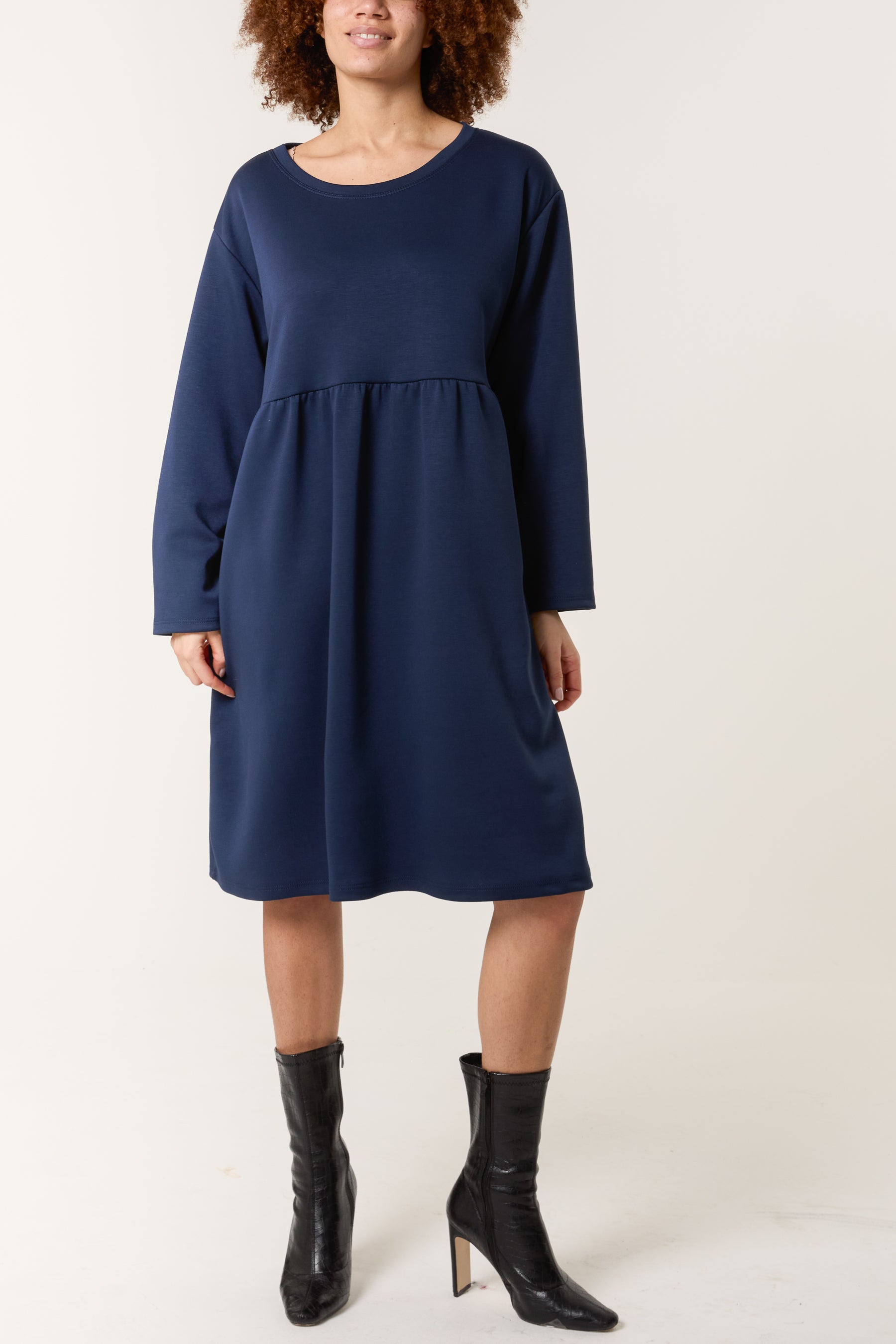 Long Sleeve Sweat Smock Dress