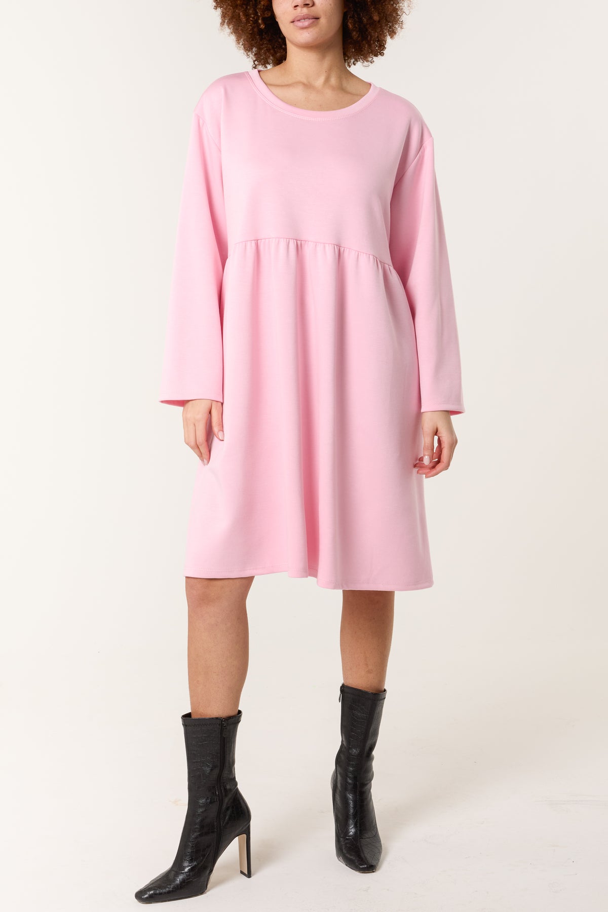 Long Sleeve Sweat Smock Dress