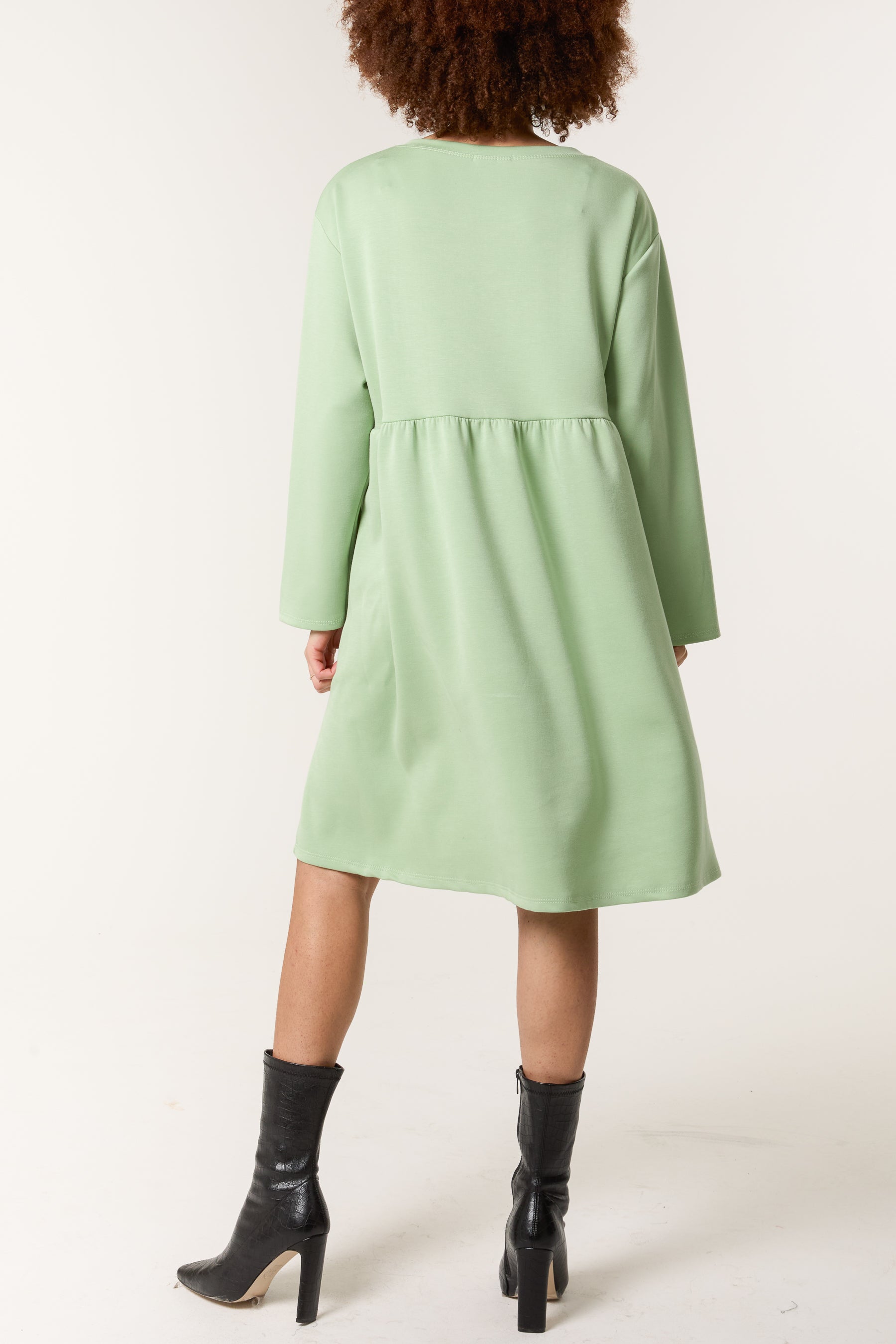 Long Sleeve Sweat Smock Dress