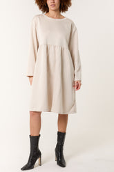 Long Sleeve Sweat Smock Dress