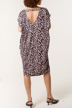 Leopard Double V-Neck Stretch Dress