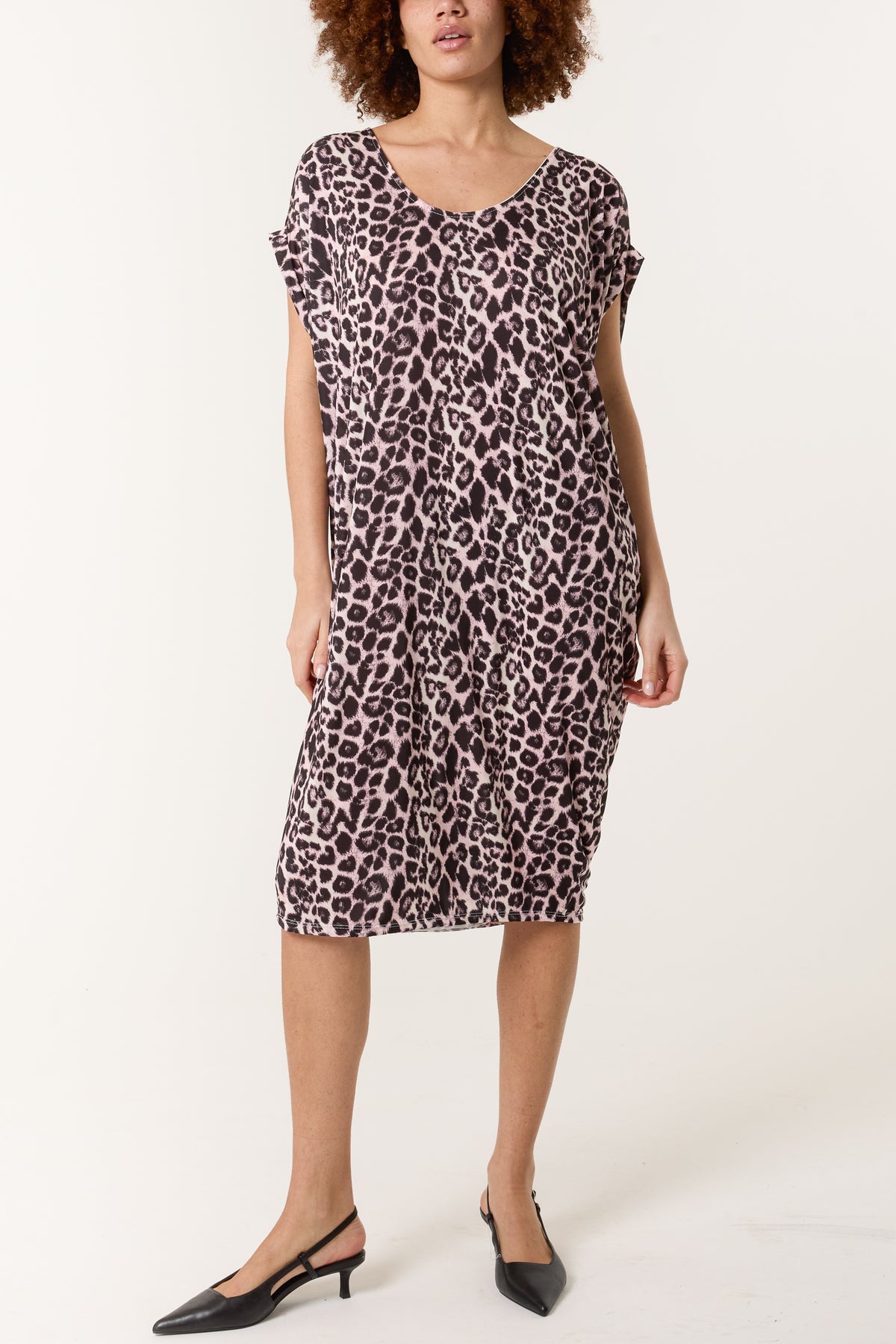 Leopard Double V-Neck Stretch Dress