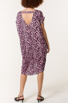 Leopard Double V-Neck Stretch Dress