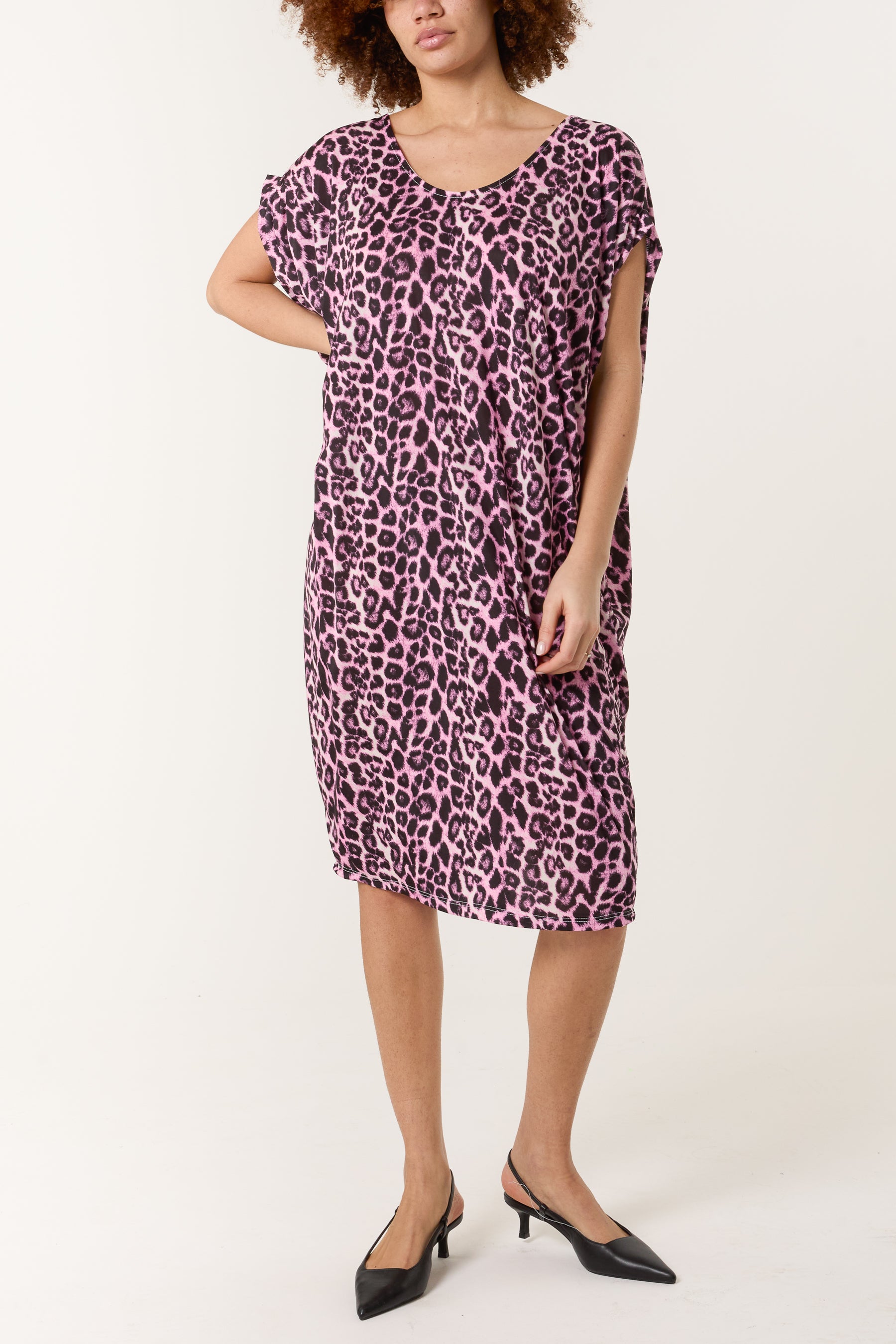 Leopard Double V-Neck Stretch Dress