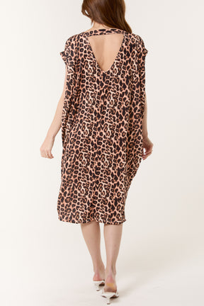 Leopard Double V-Neck Stretch Dress