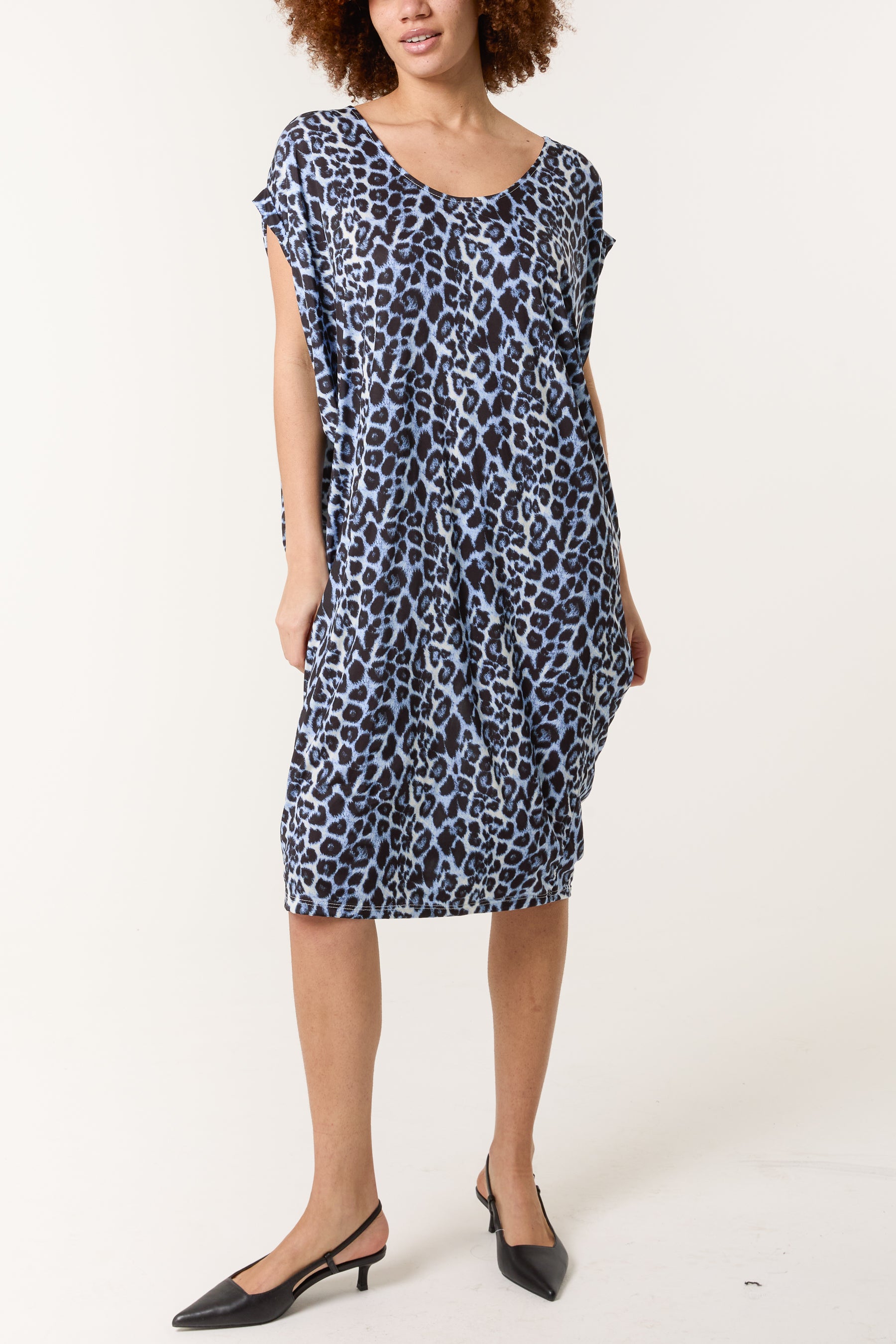 Leopard Double V-Neck Stretch Dress