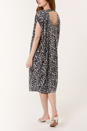 Leopard Double V-Neck Stretch Dress