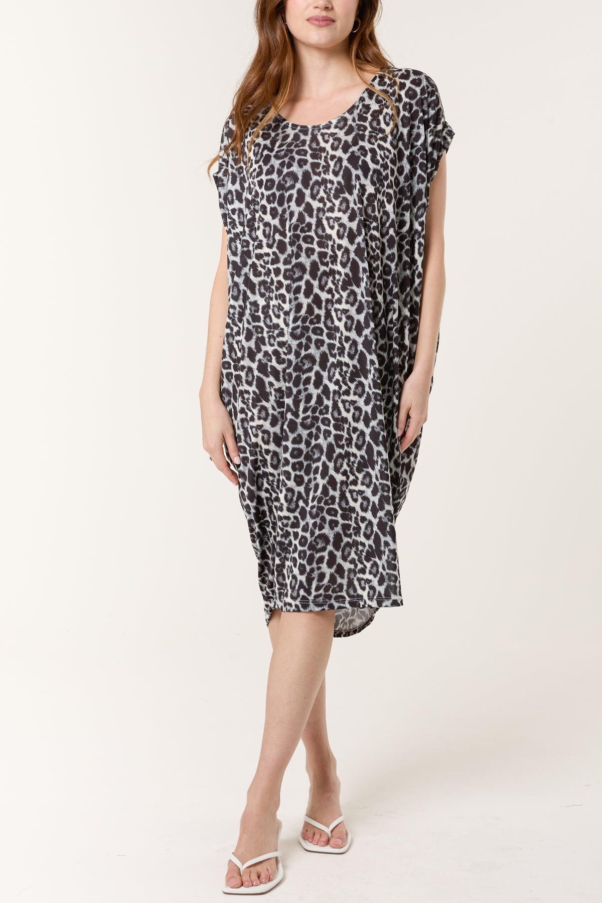 Leopard Double V-Neck Stretch Dress