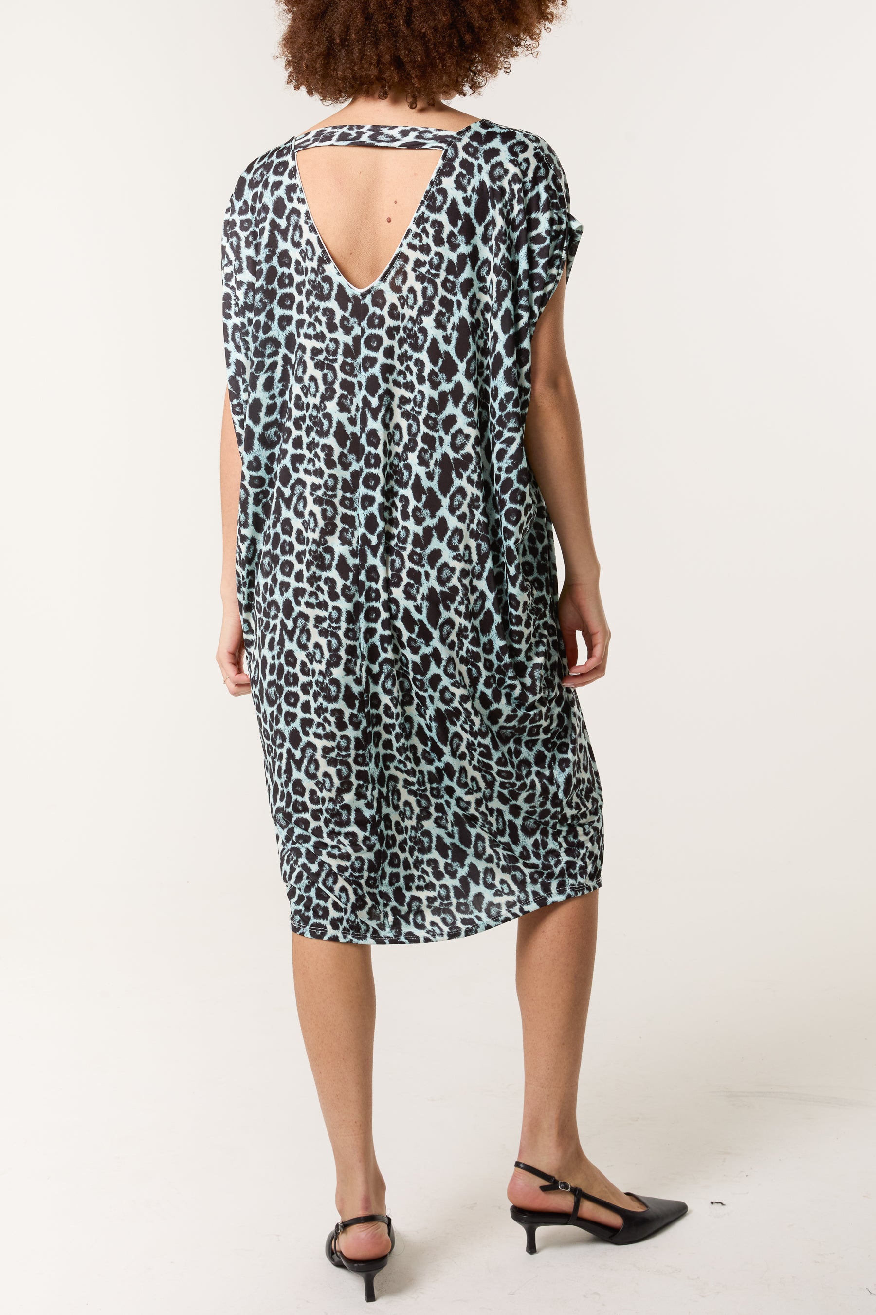 Leopard Double V-Neck Stretch Dress