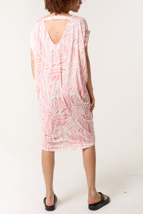 Zebra Double V-Neck Stretch Dress