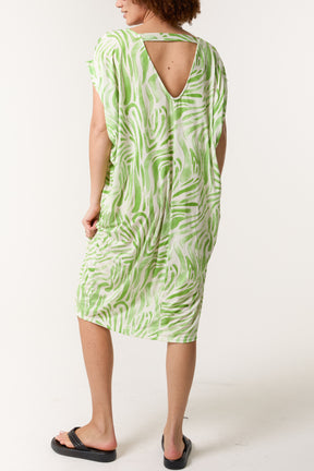 Zebra Double V-Neck Stretch Dress