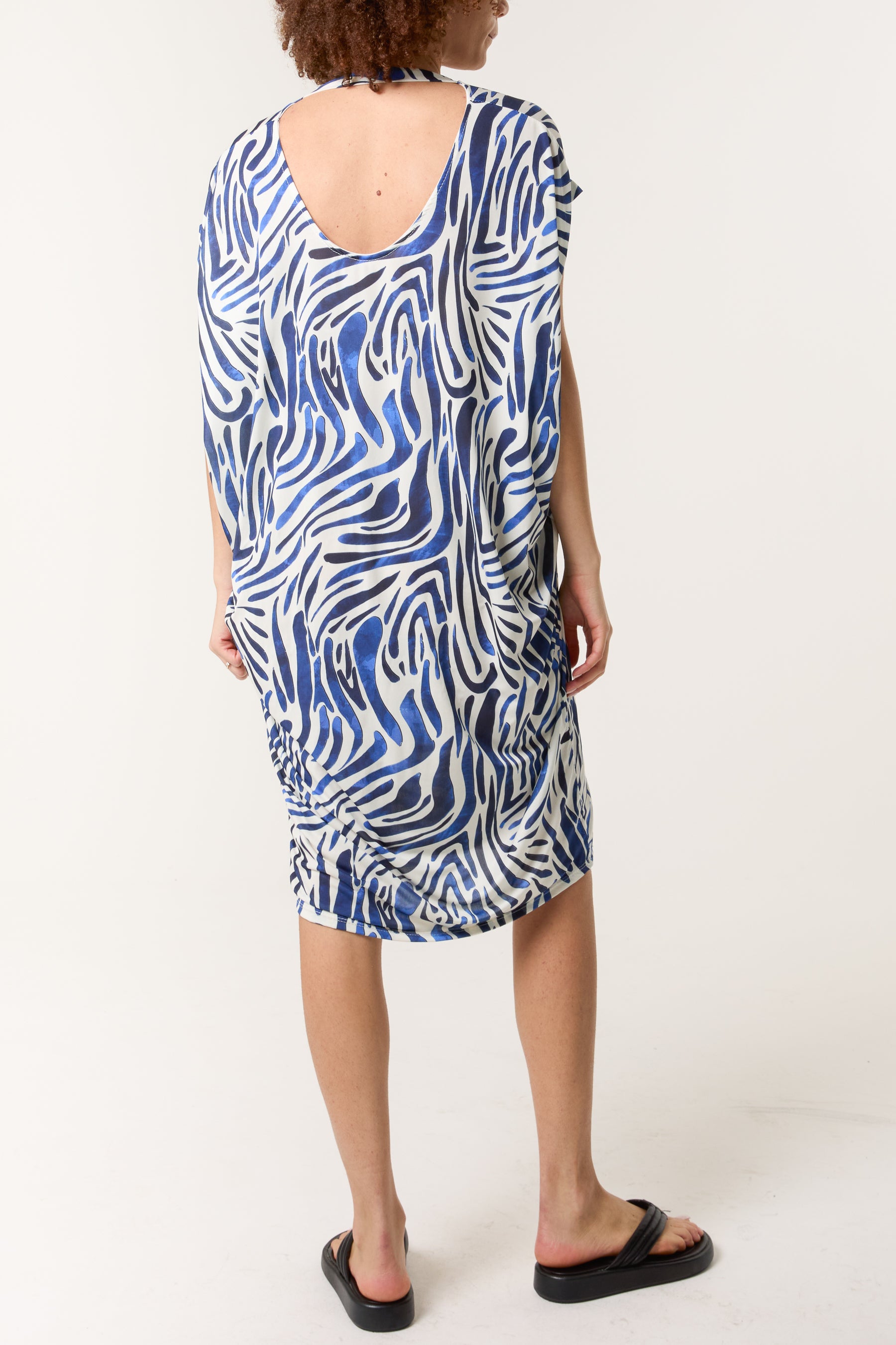 Zebra Double V-Neck Stretch Dress