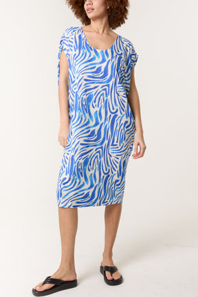 Zebra Double V-Neck Stretch Dress