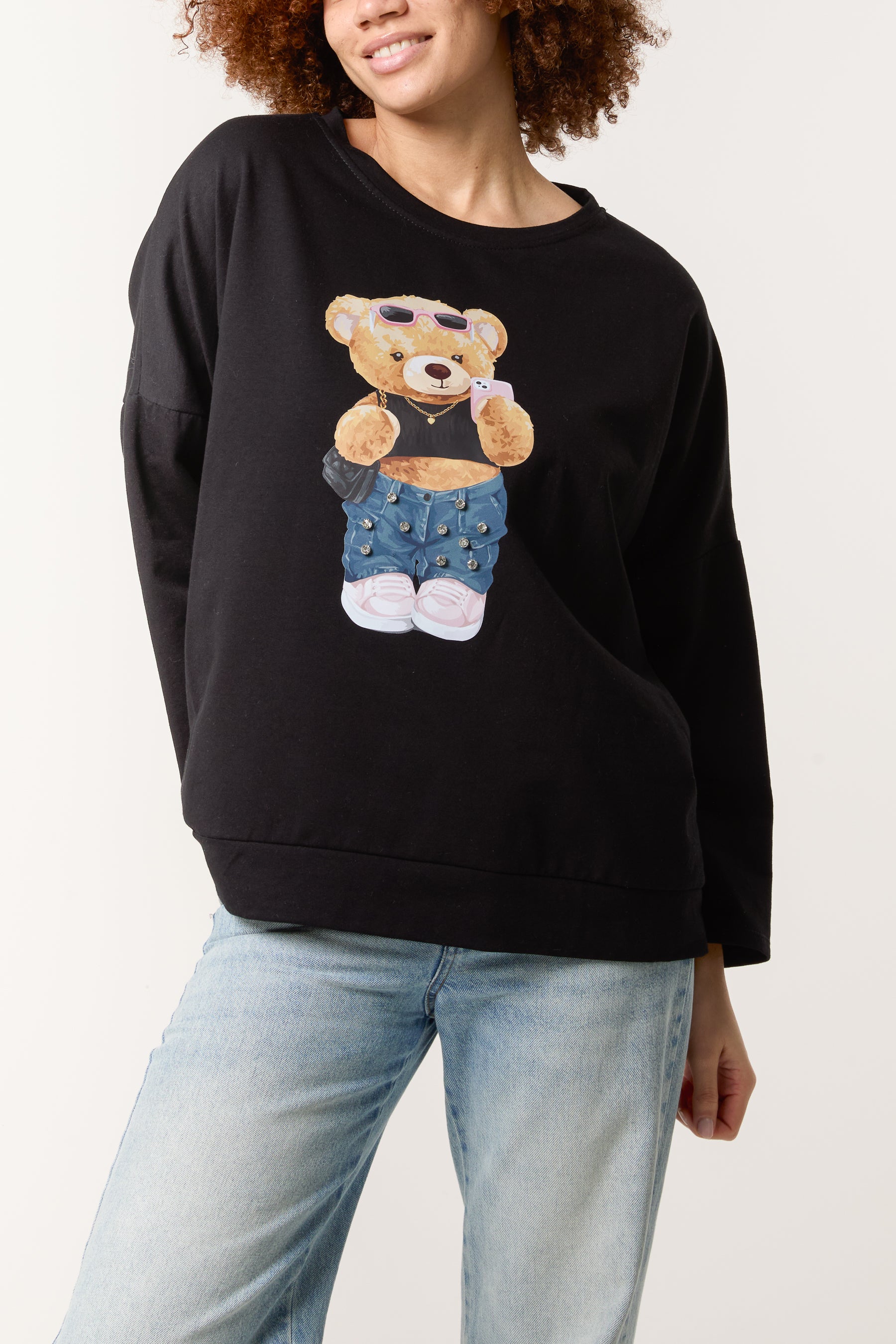 Selfie Teddy Bear Foil Cotton Top