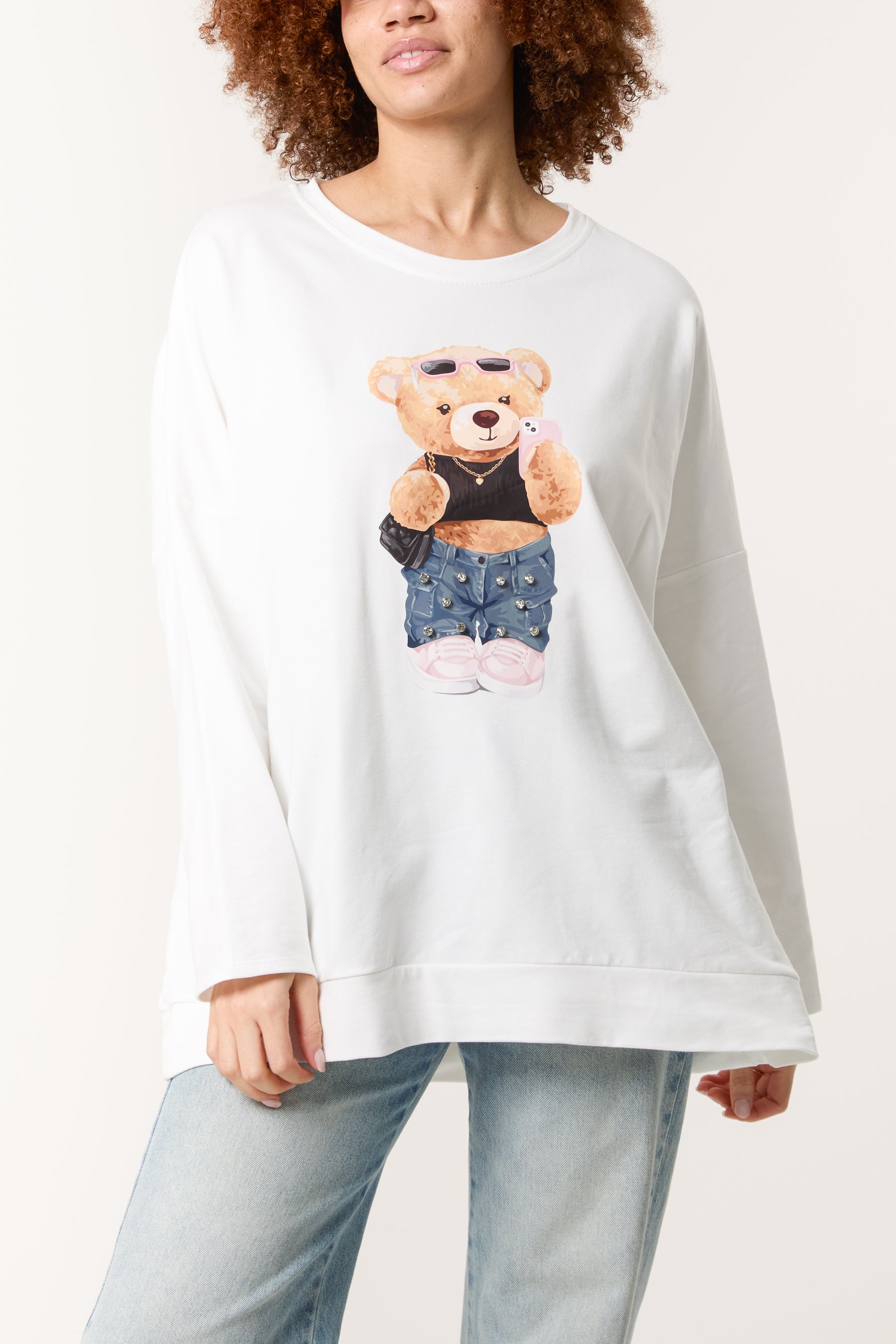 Selfie Teddy Bear Foil Cotton Top