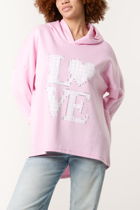 "Love" Diamante Soft Touch Hoodie