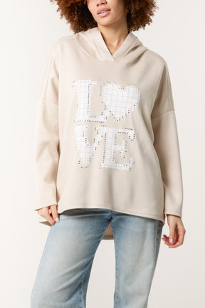 "Love" Diamante Soft Touch Hoodie