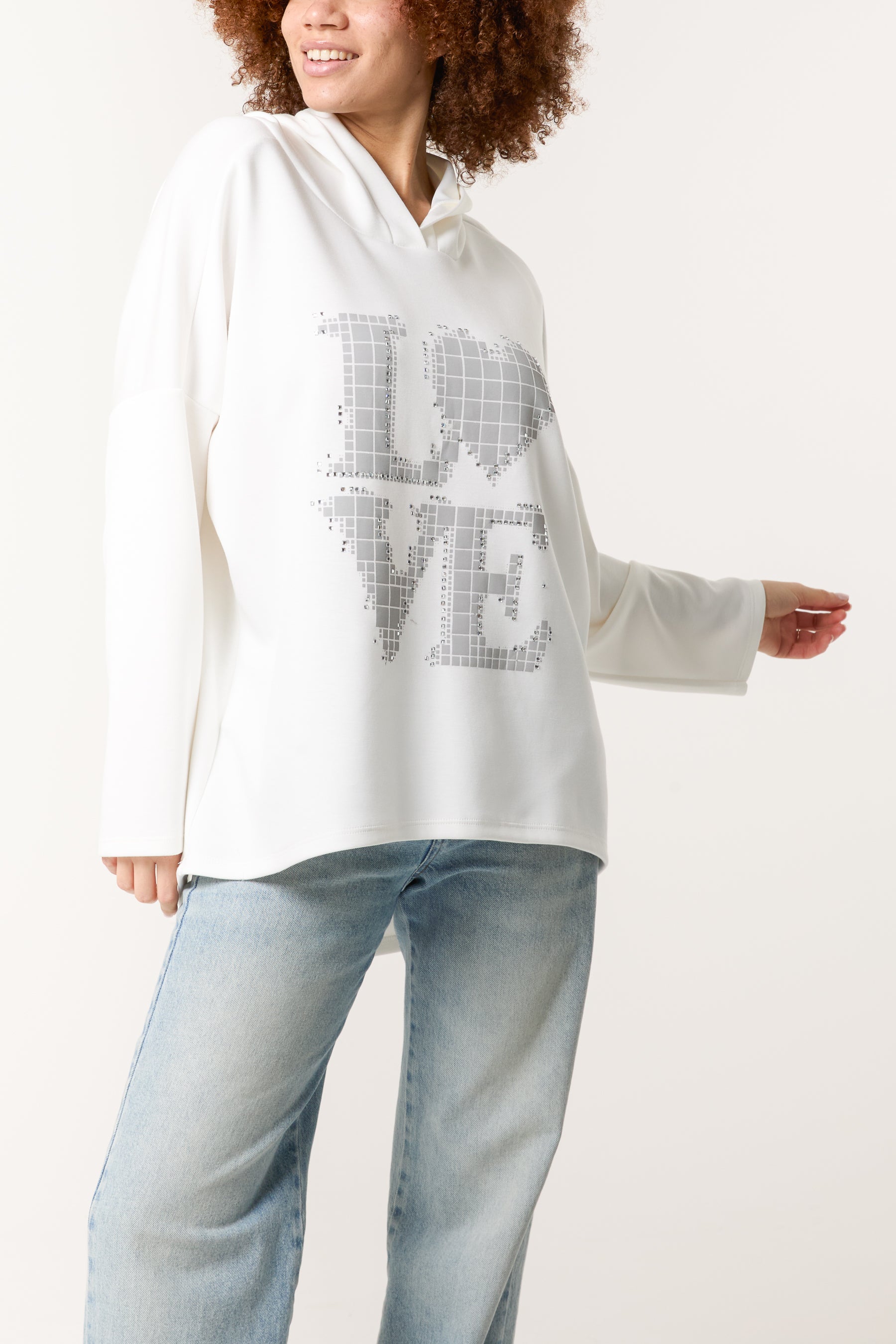 "Love" Diamante Soft Touch Hoodie