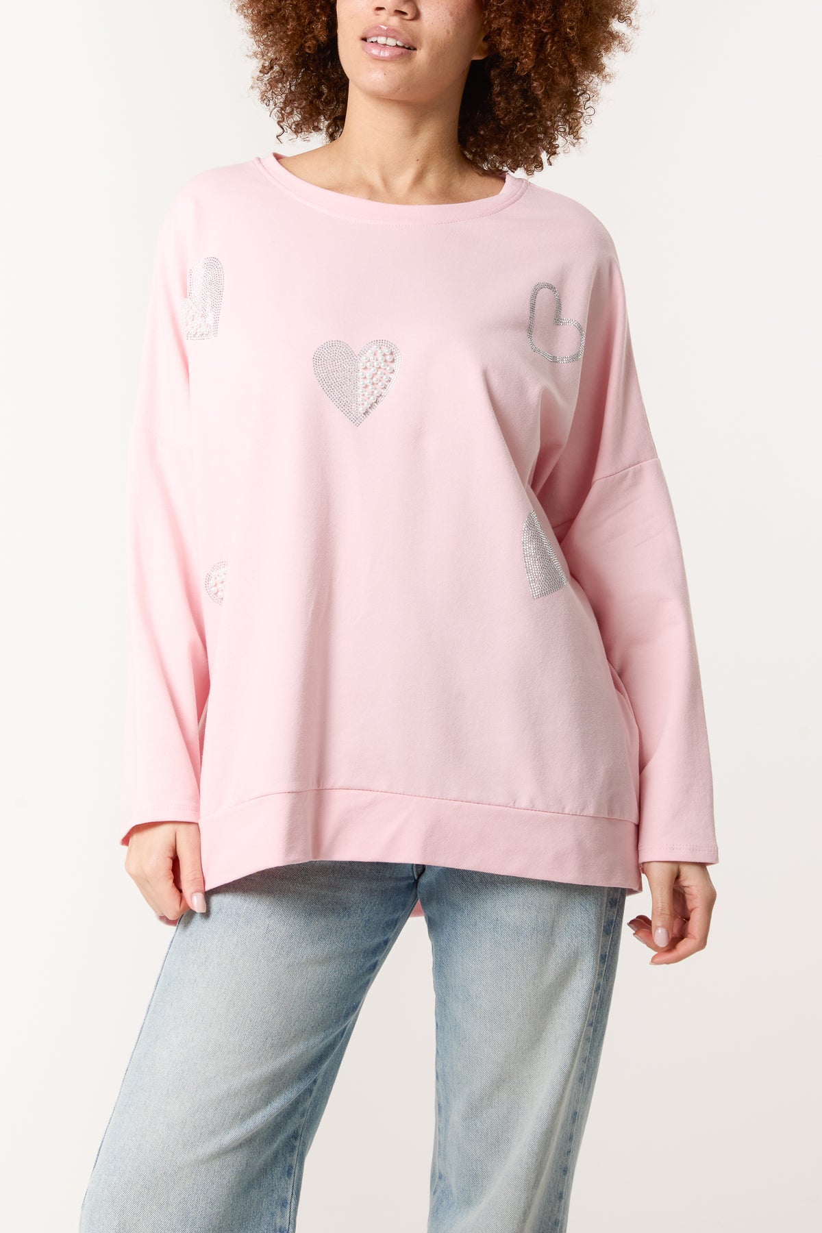 Pearl & Diamante Heart Cotton Top