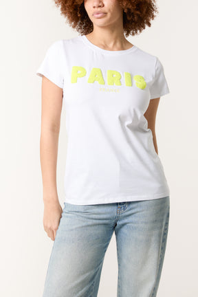 Flocking "PARIS" Short Sleeve T-shirt