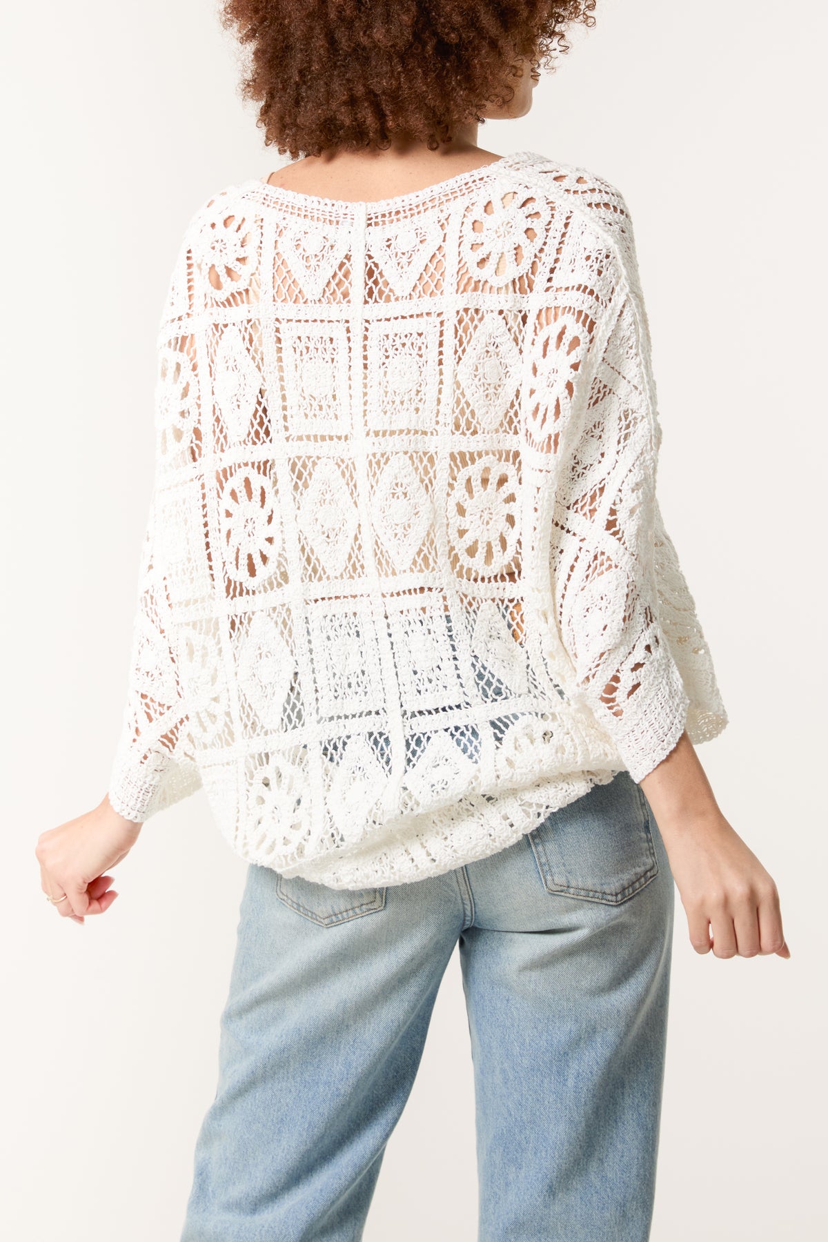 Geometric Pattern Crochet Cotton Shirt