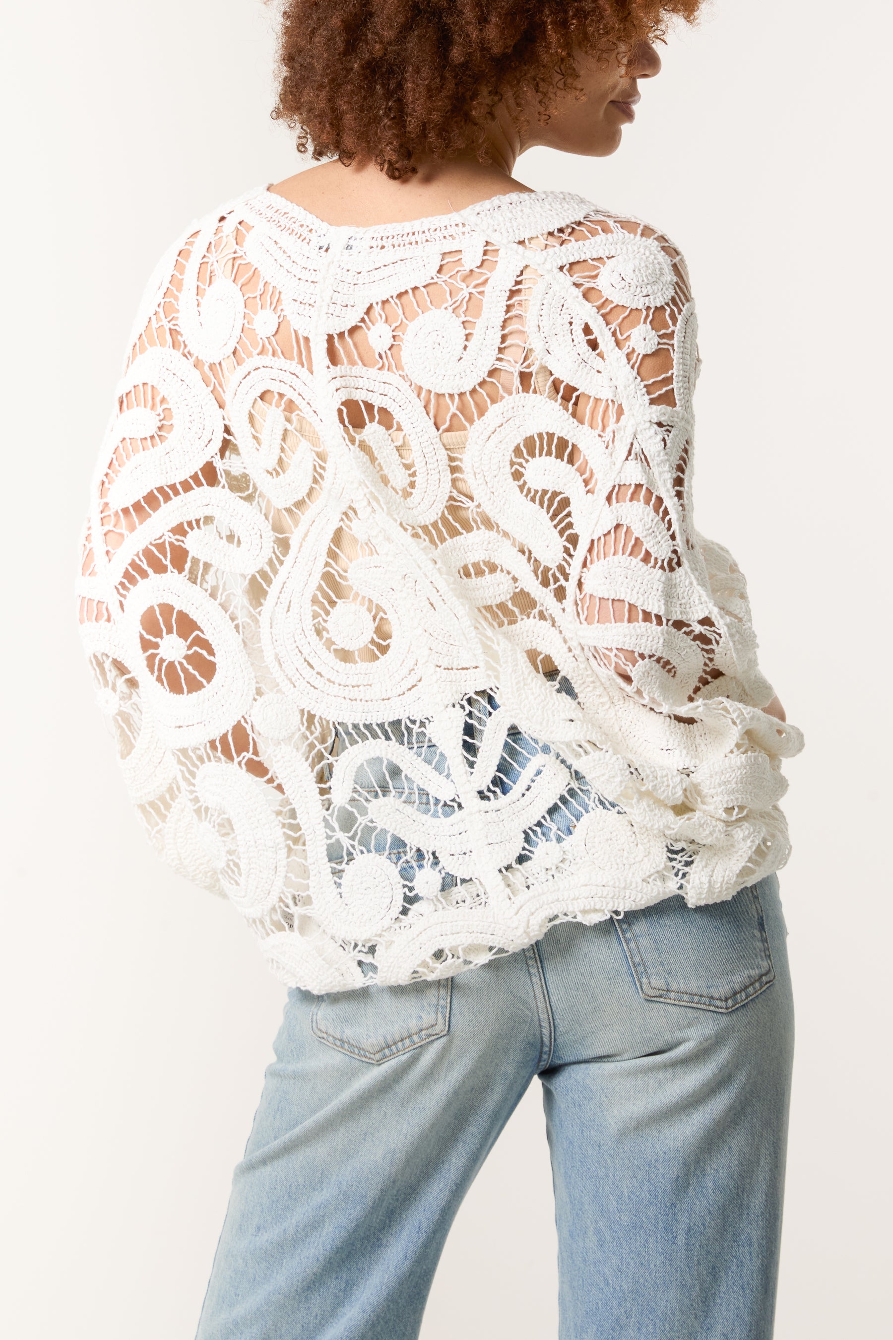 Paisley Pattern Open Knit Crochet Top