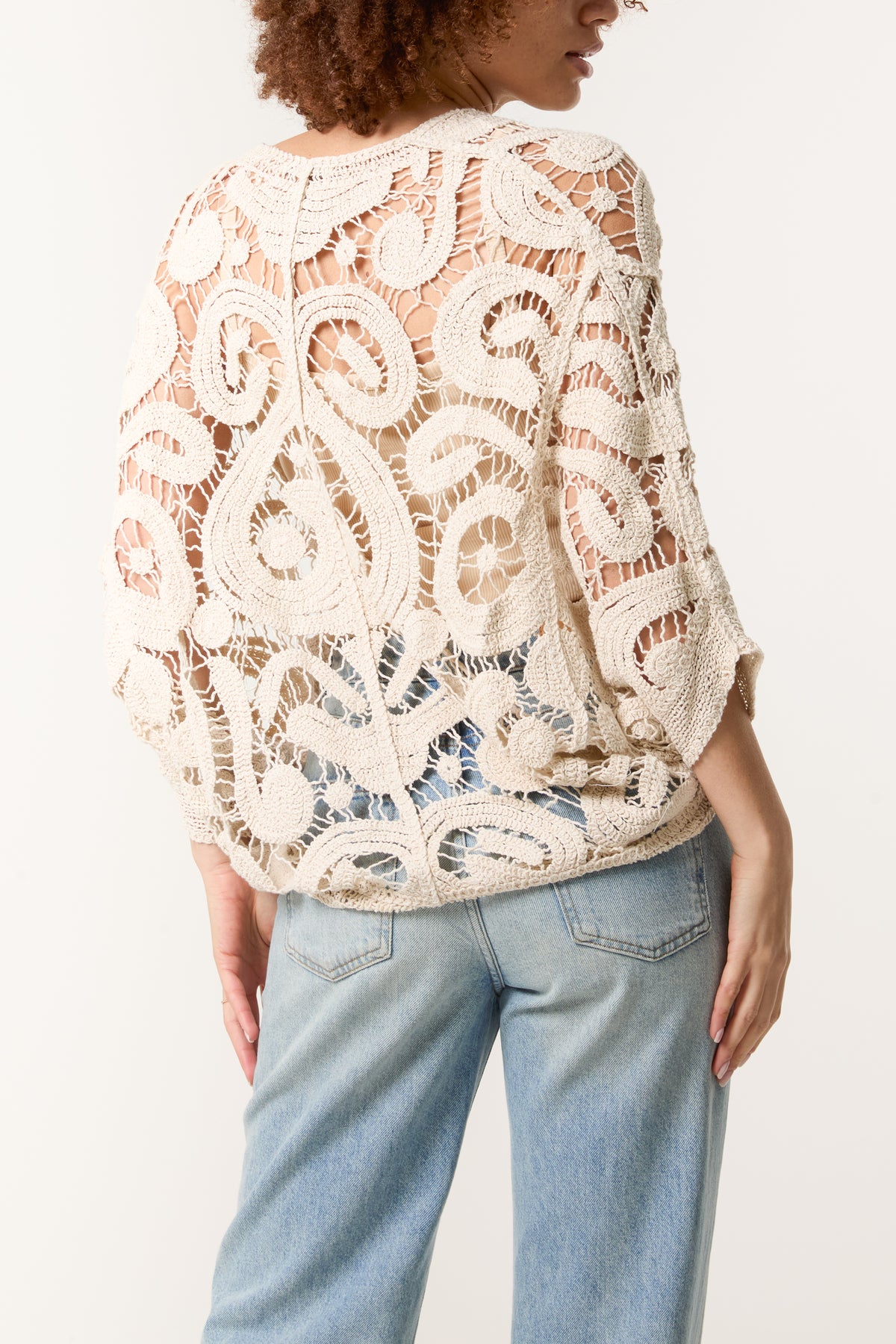 Paisley Pattern Open Knit Crochet Top