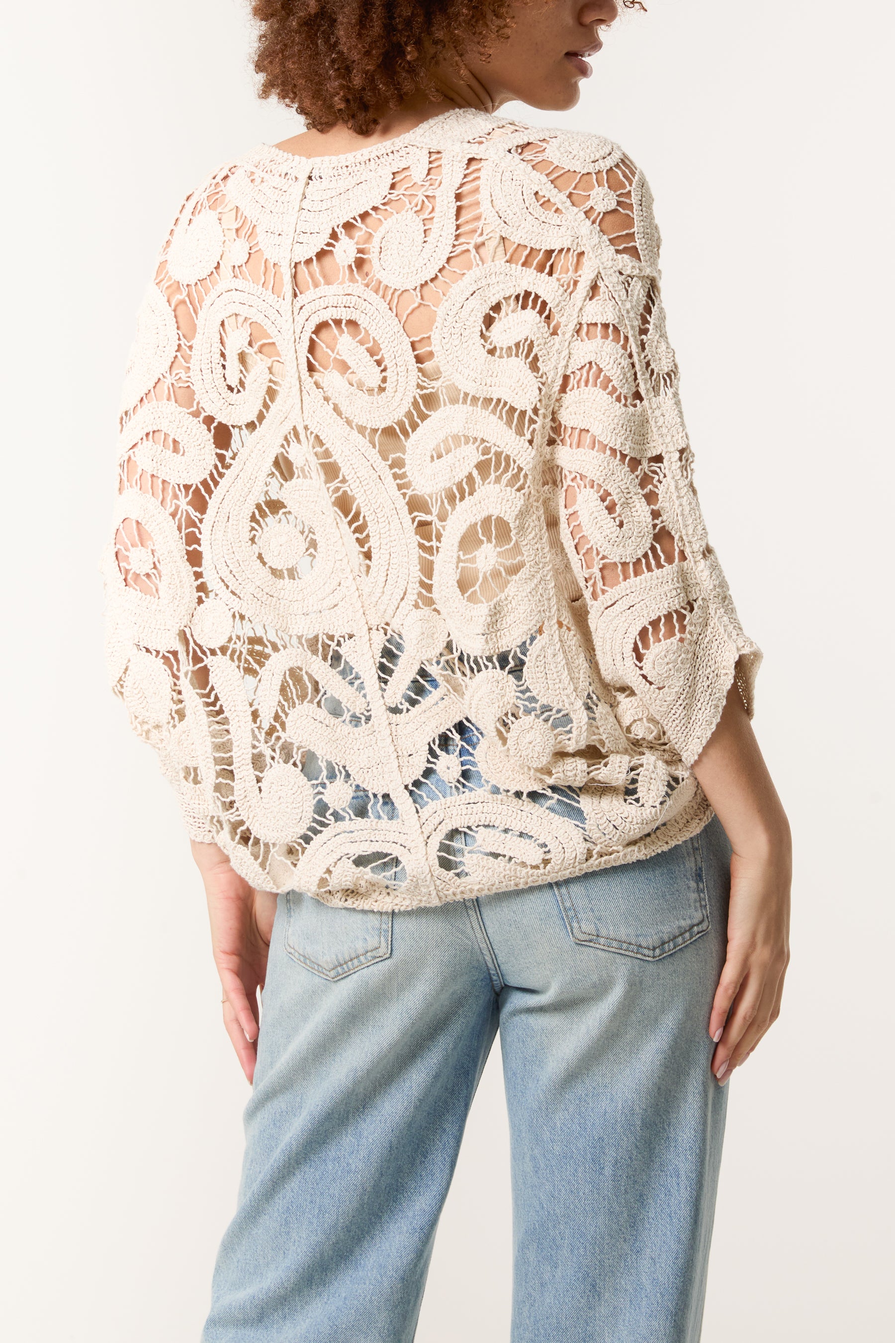 Paisley Pattern Open Knit Crochet Top