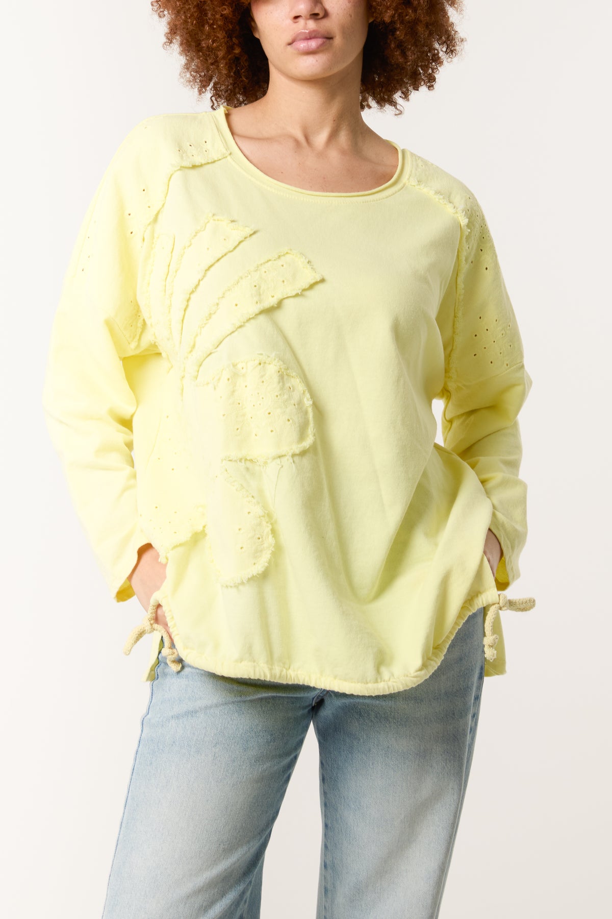 Broderie Anglaise Flower Long Sleeve Top