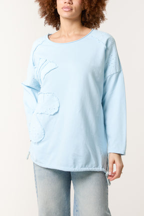 Broderie Anglaise Flower Long Sleeve Top