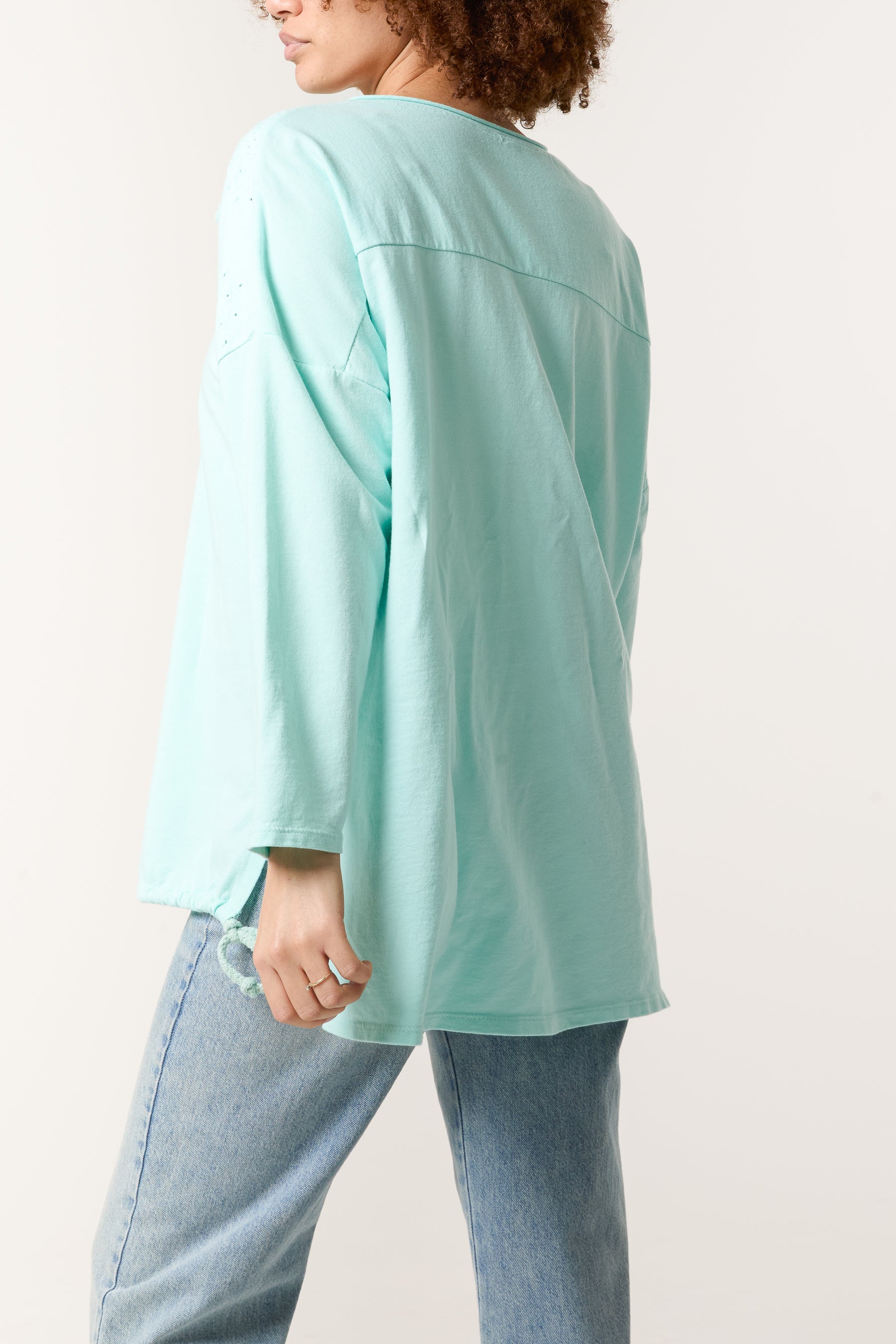 Broderie Anglaise Flower Long Sleeve Top