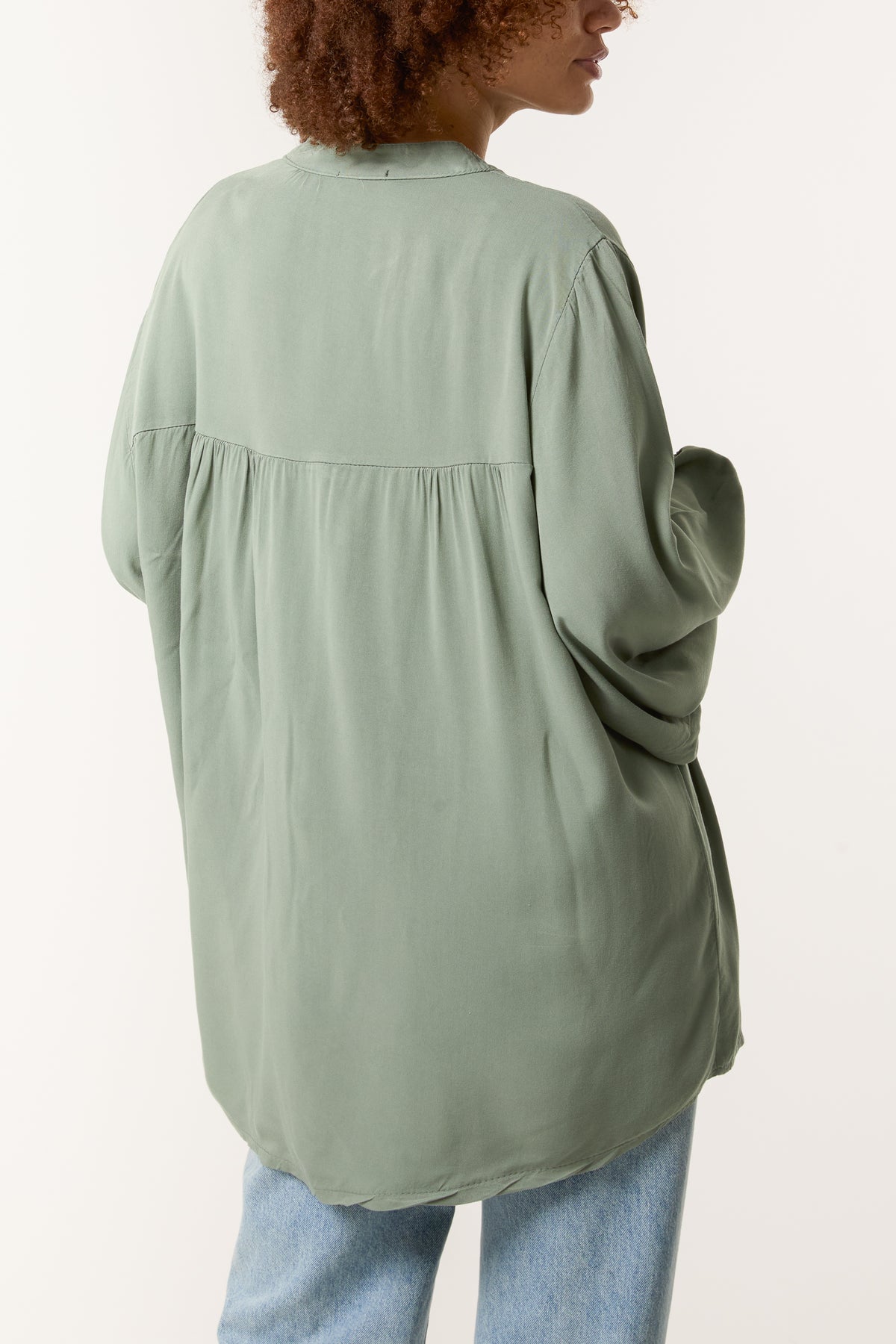 Grandad Collar Smock Blouse