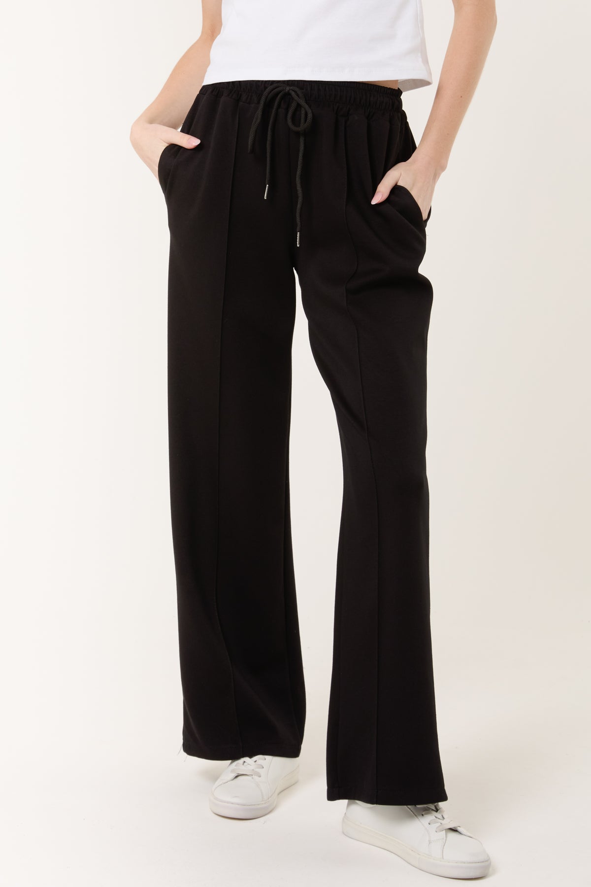 Drawstring Crease-Front Sweat Trousers