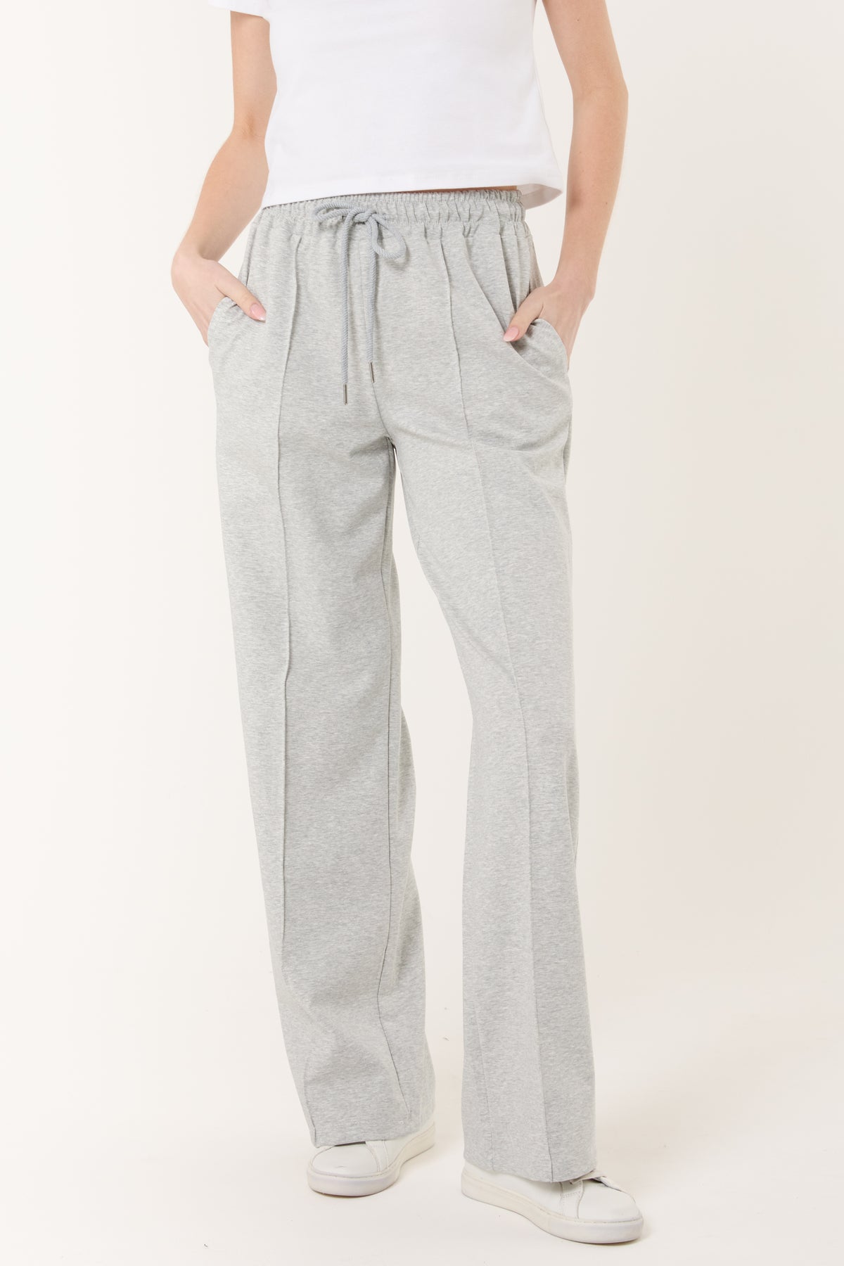 Drawstring Crease-Front Sweat Trousers