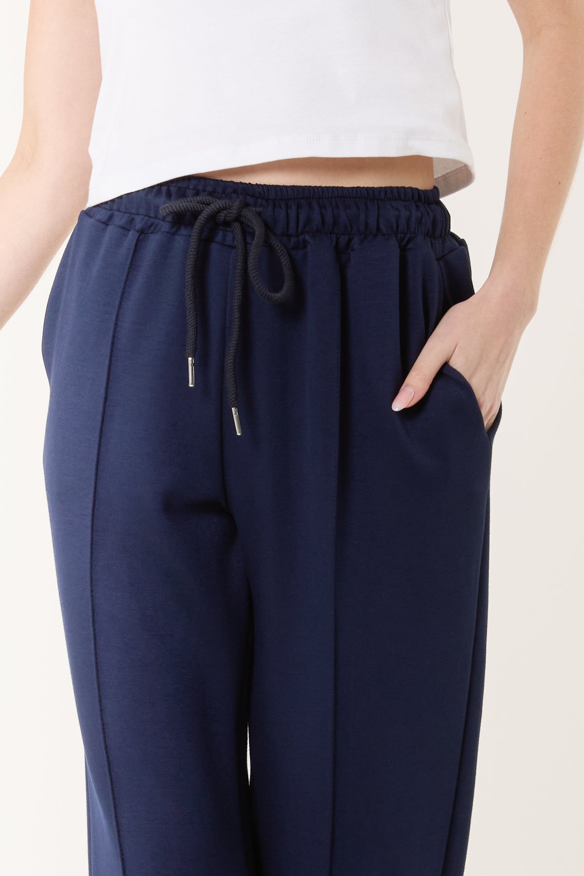 Drawstring Crease-Front Sweat Trousers