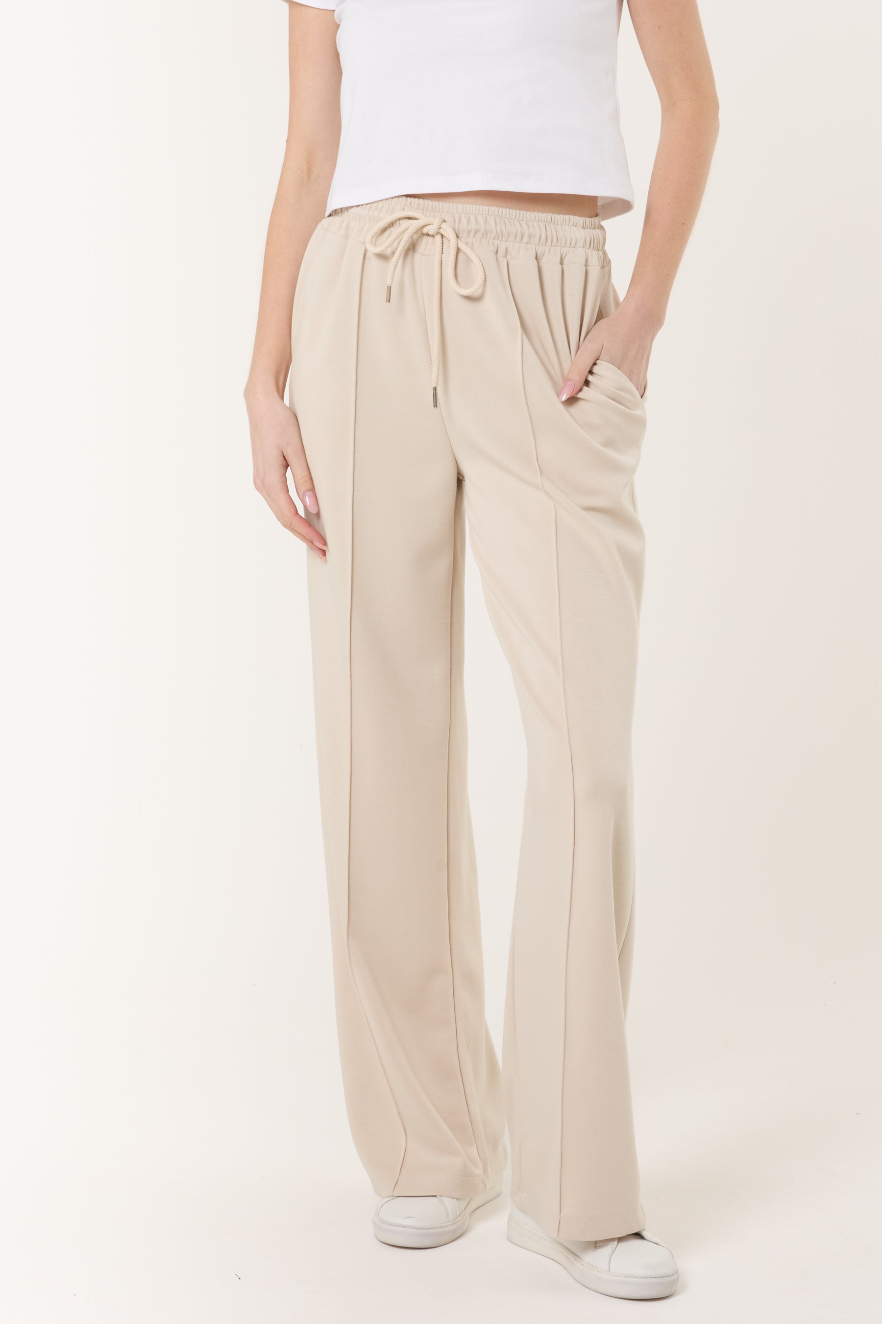 Drawstring Crease-Front Sweat Trousers