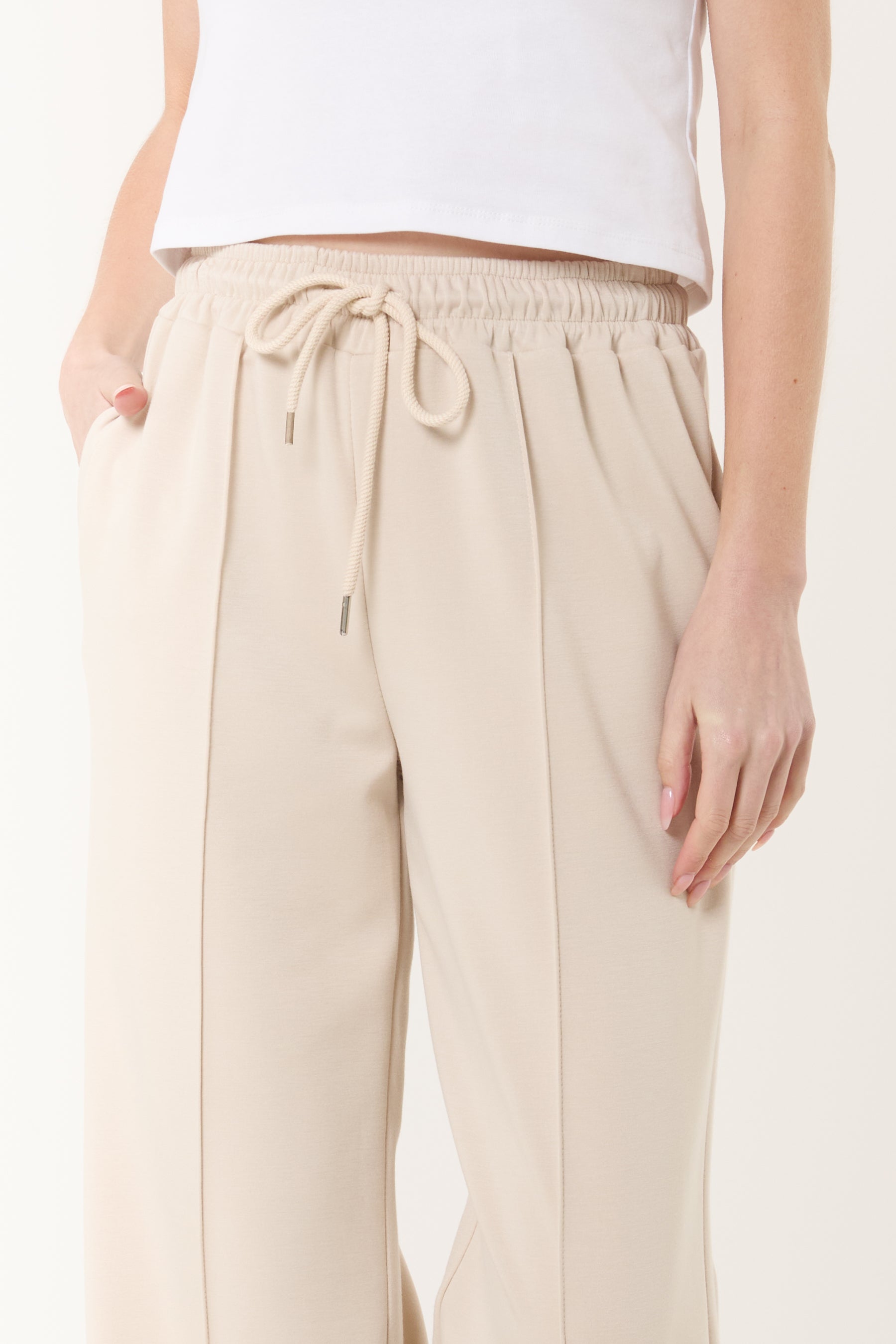 Drawstring Crease-Front Sweat Trousers