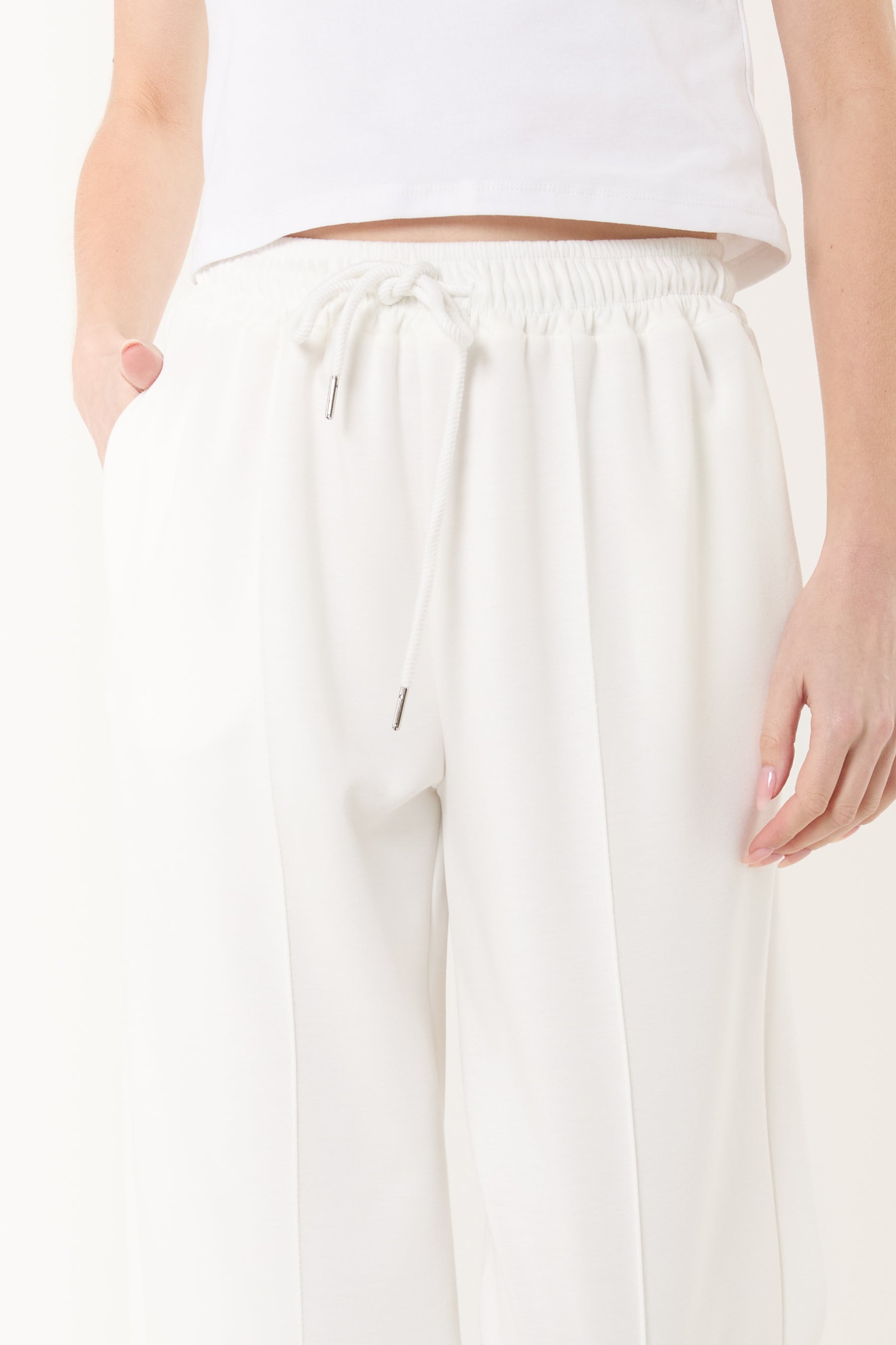 Drawstring Crease-Front Sweat Trousers