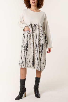 Paint Splatter Design Long Sleeve Dress