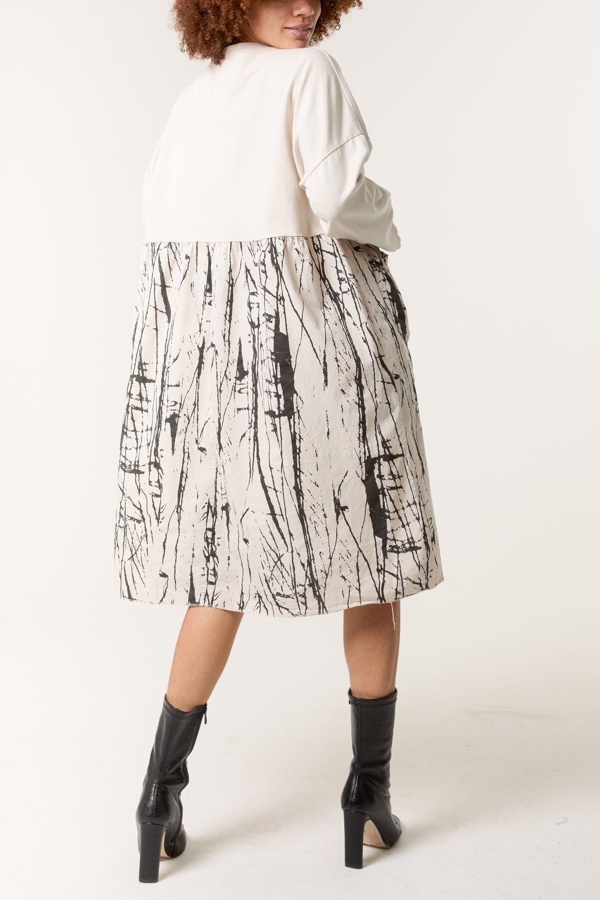 Paint Splatter Design Long Sleeve Dress