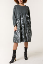 Paint Splatter Design Long Sleeve Dress