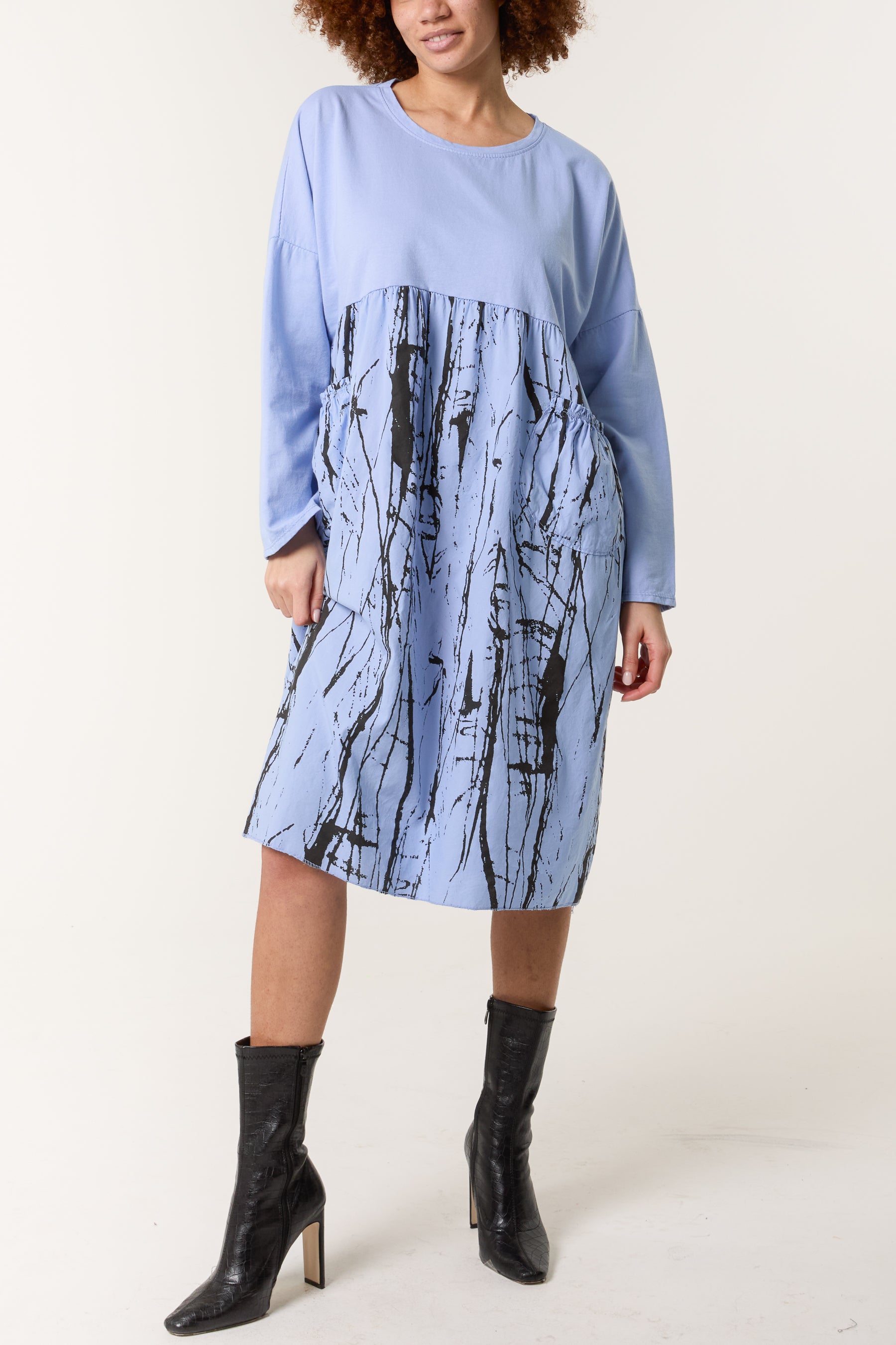 Paint Splatter Design Long Sleeve Dress