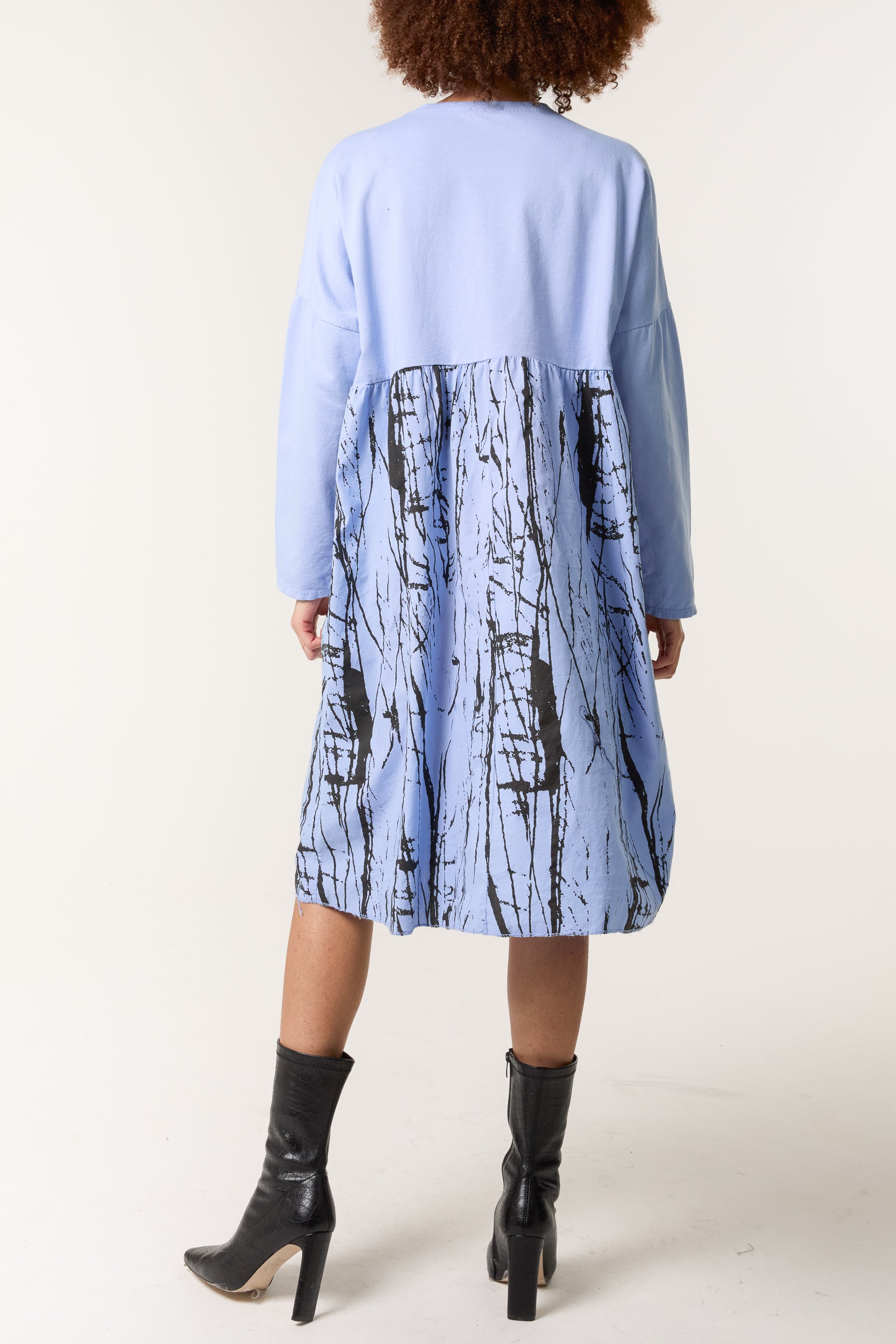 Paint Splatter Design Long Sleeve Dress