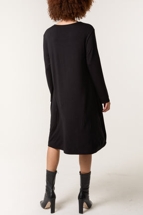 Long Sleeve High Low Jersey Dress