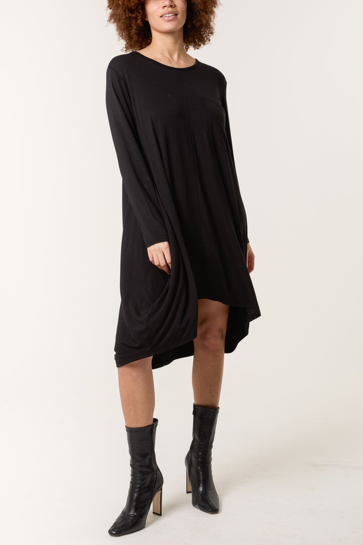 Long Sleeve High Low Jersey Dress