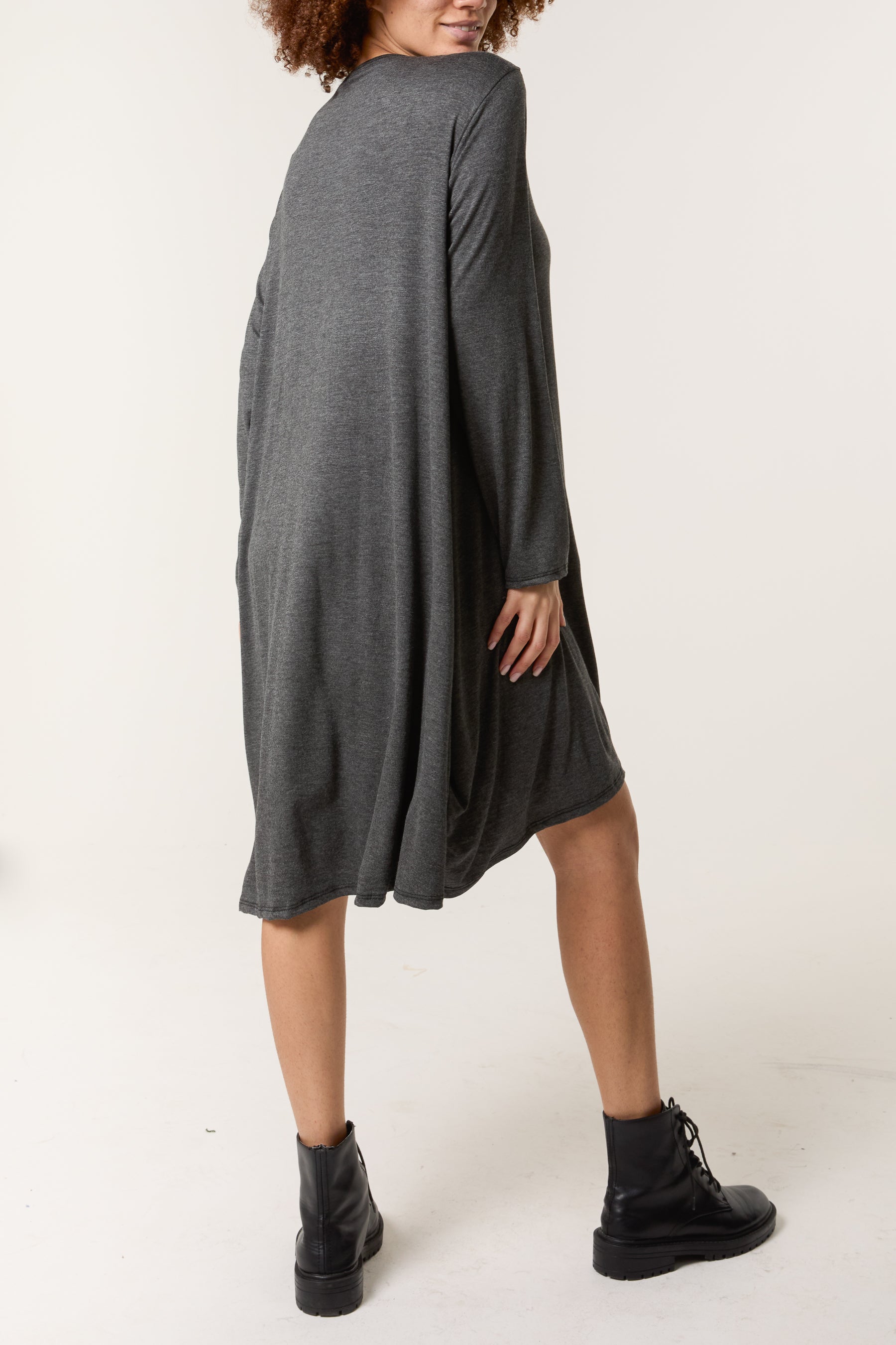 Long Sleeve High Low Jersey Dress