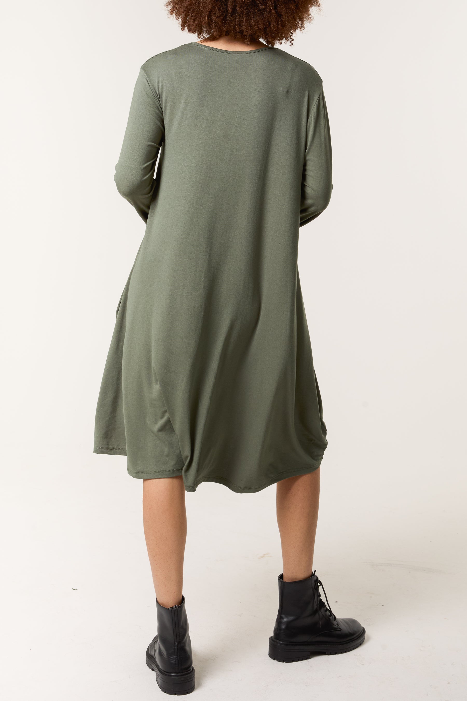 Long Sleeve High Low Jersey Dress